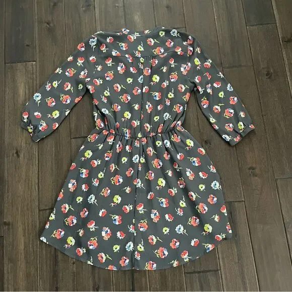 Lush Charcoal Floral Faux Wrap Dress M NWT - Picture 6 of 6